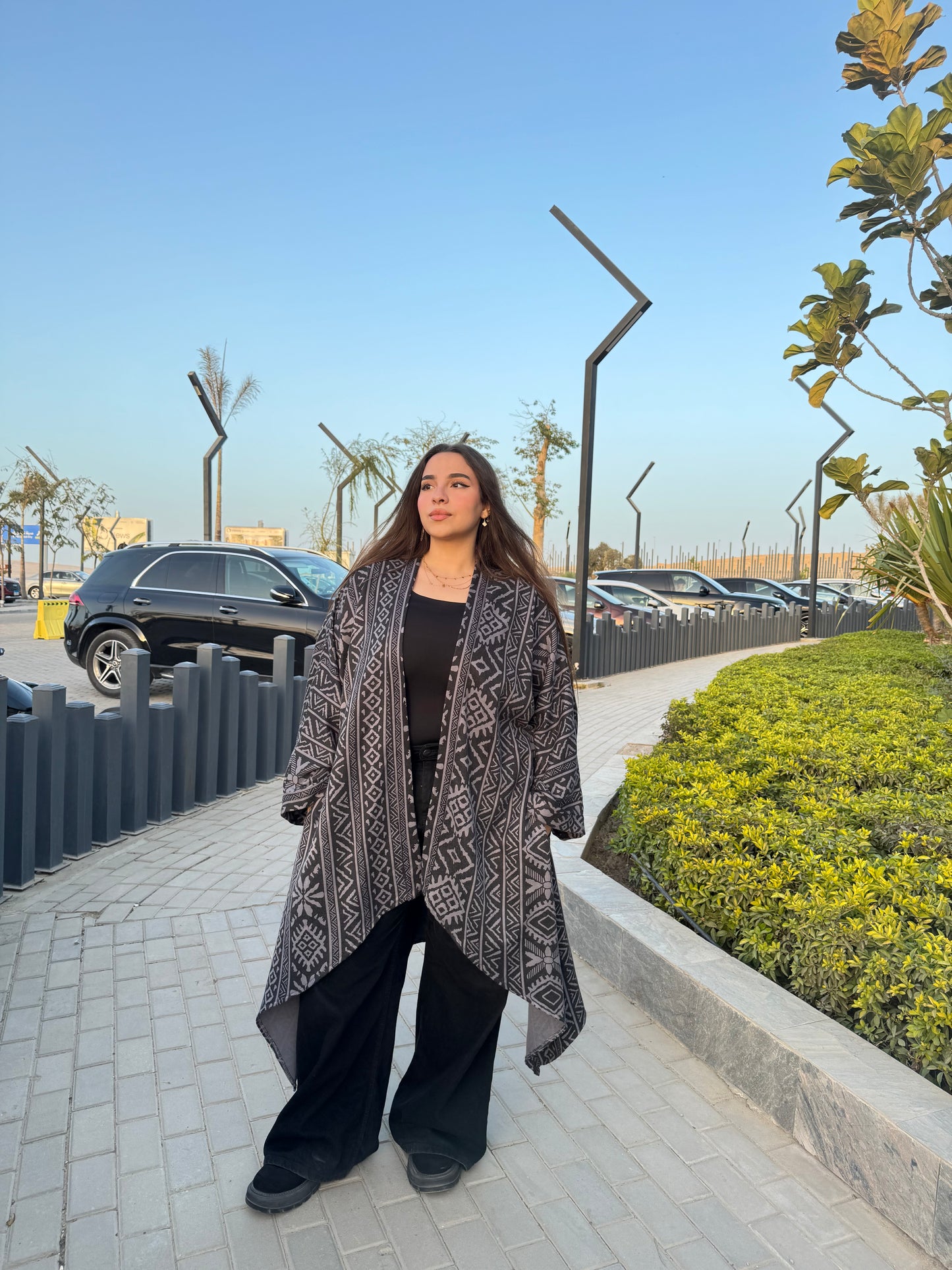 Alaya Kaftan in Grey/Black