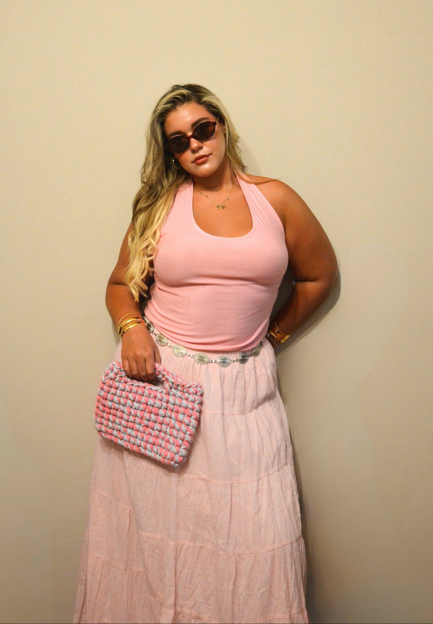 Nova Halter Top in Pink