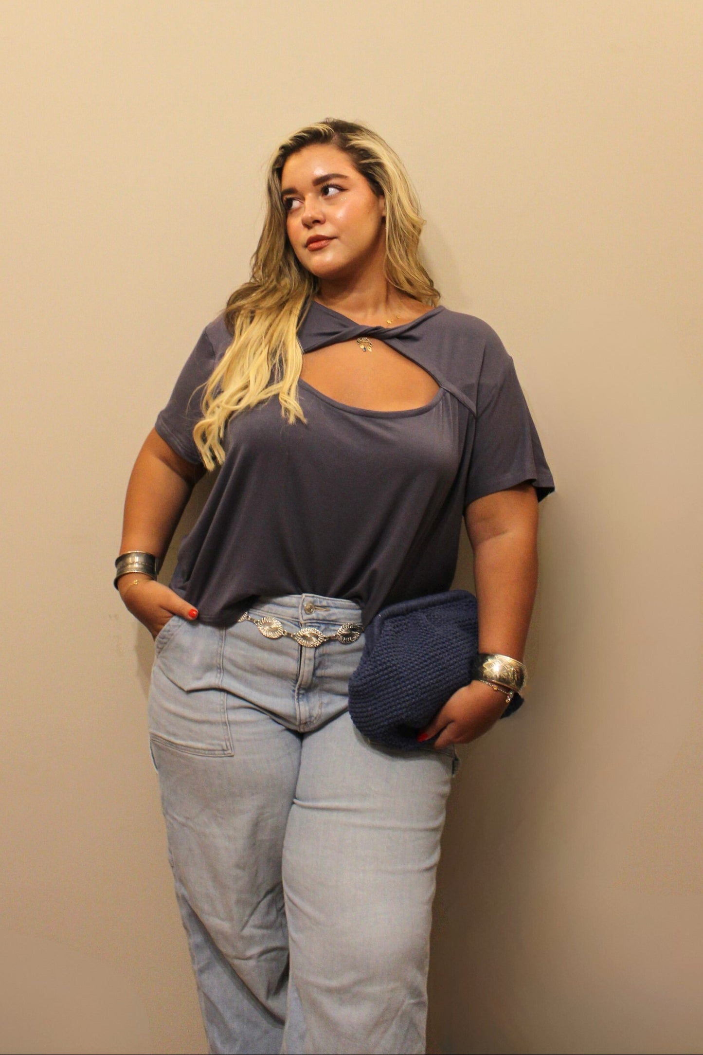 Luna Twist Top in Grey