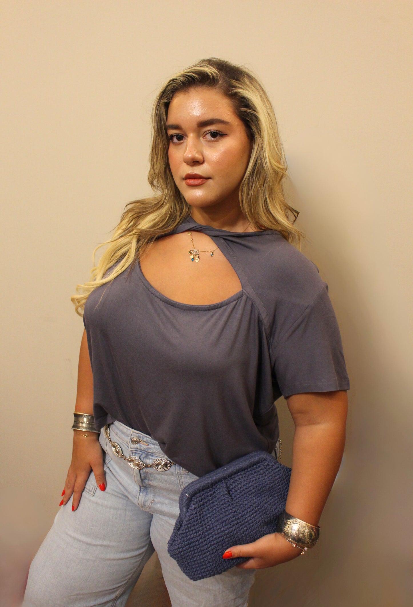 Luna Twist Top in Grey
