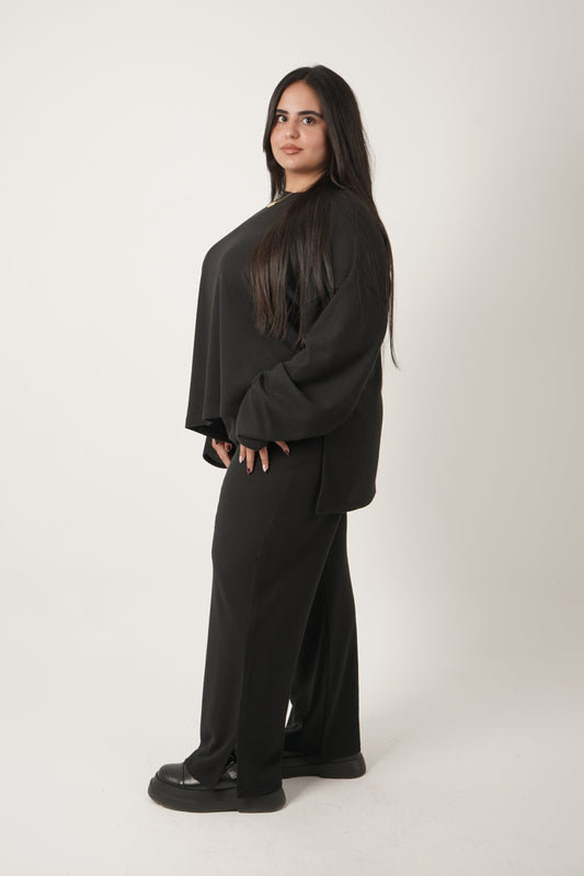 The Sienna Ribbed Set in Black