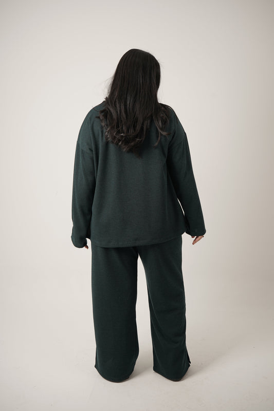 The Sienna Ribbed Set in Green