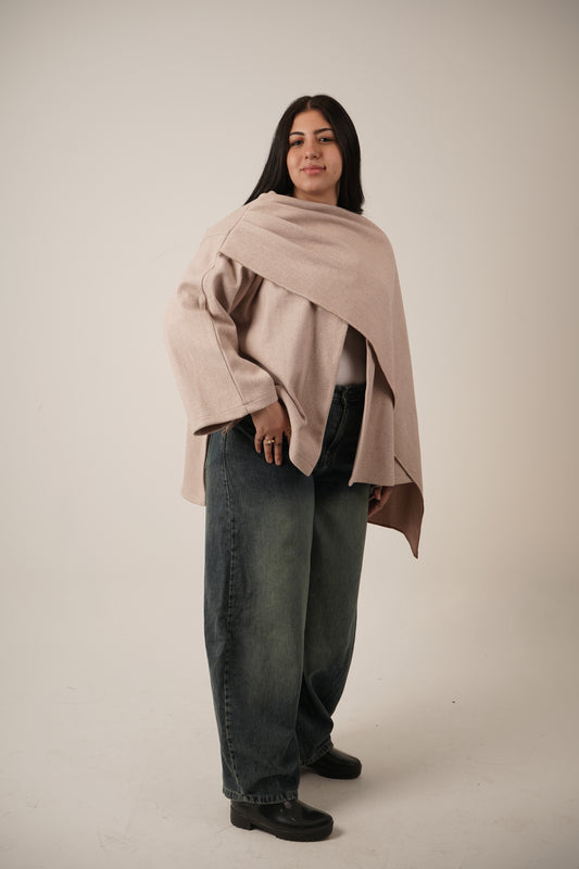 Lia Shawl Jacket in Beige