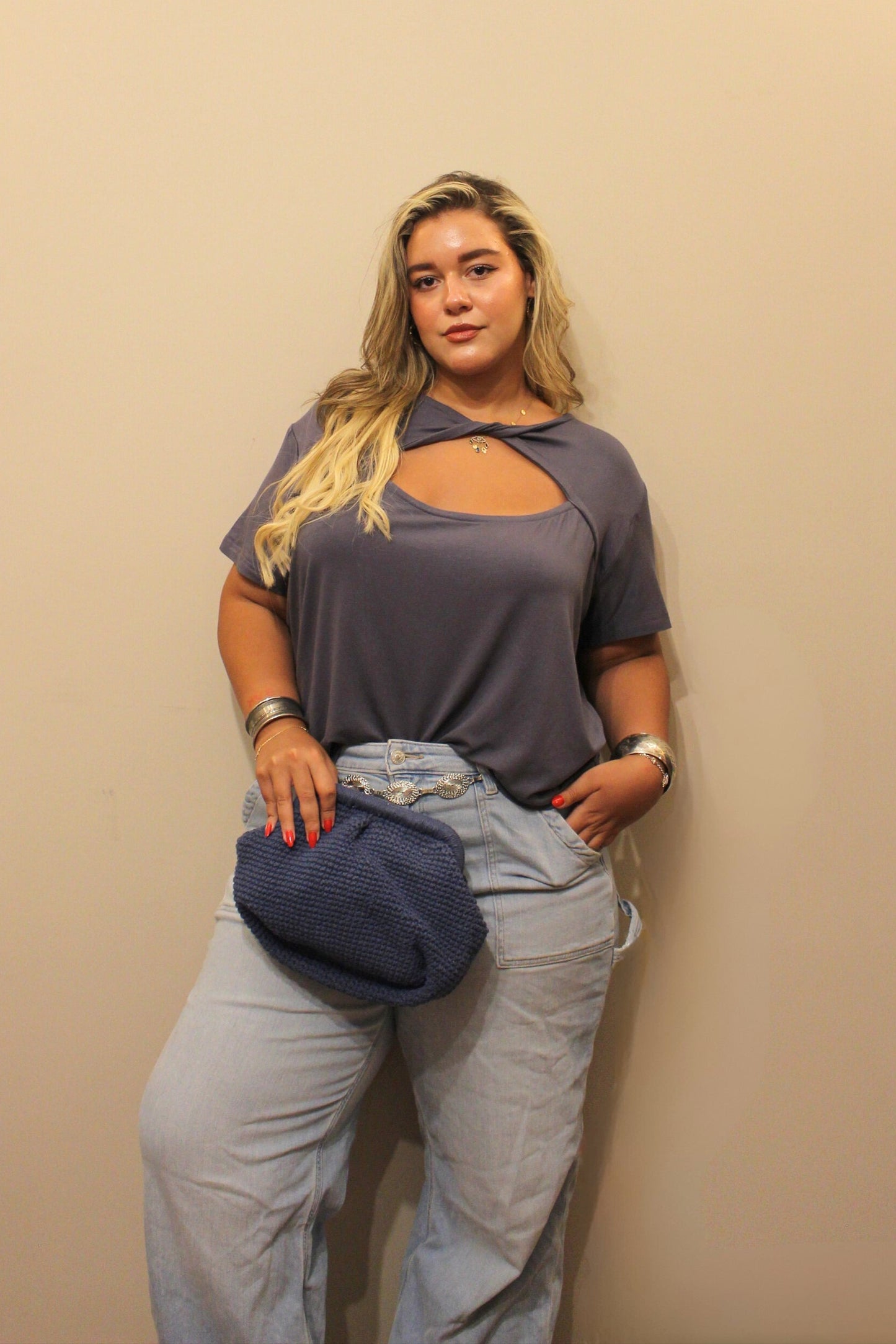 Luna Twist Top in Grey