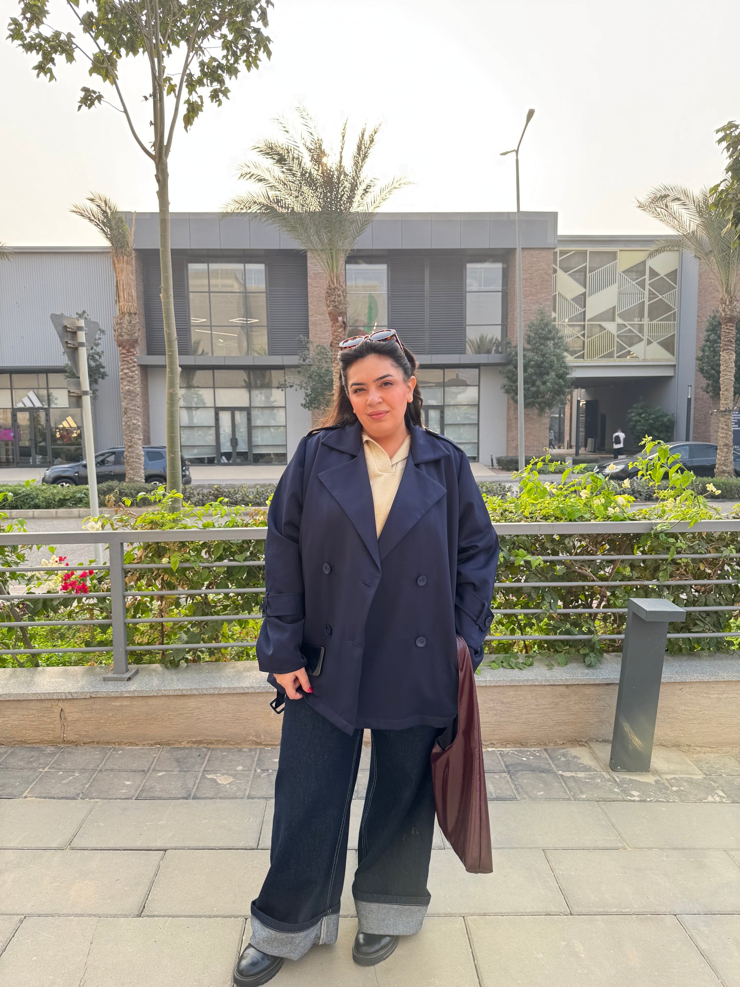 Rhea Trench Coat in Navy