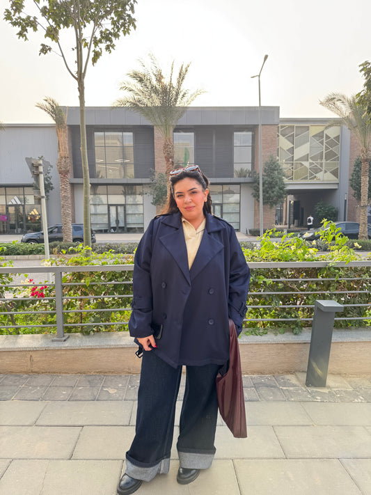 Rhea Trench Coat in Navy