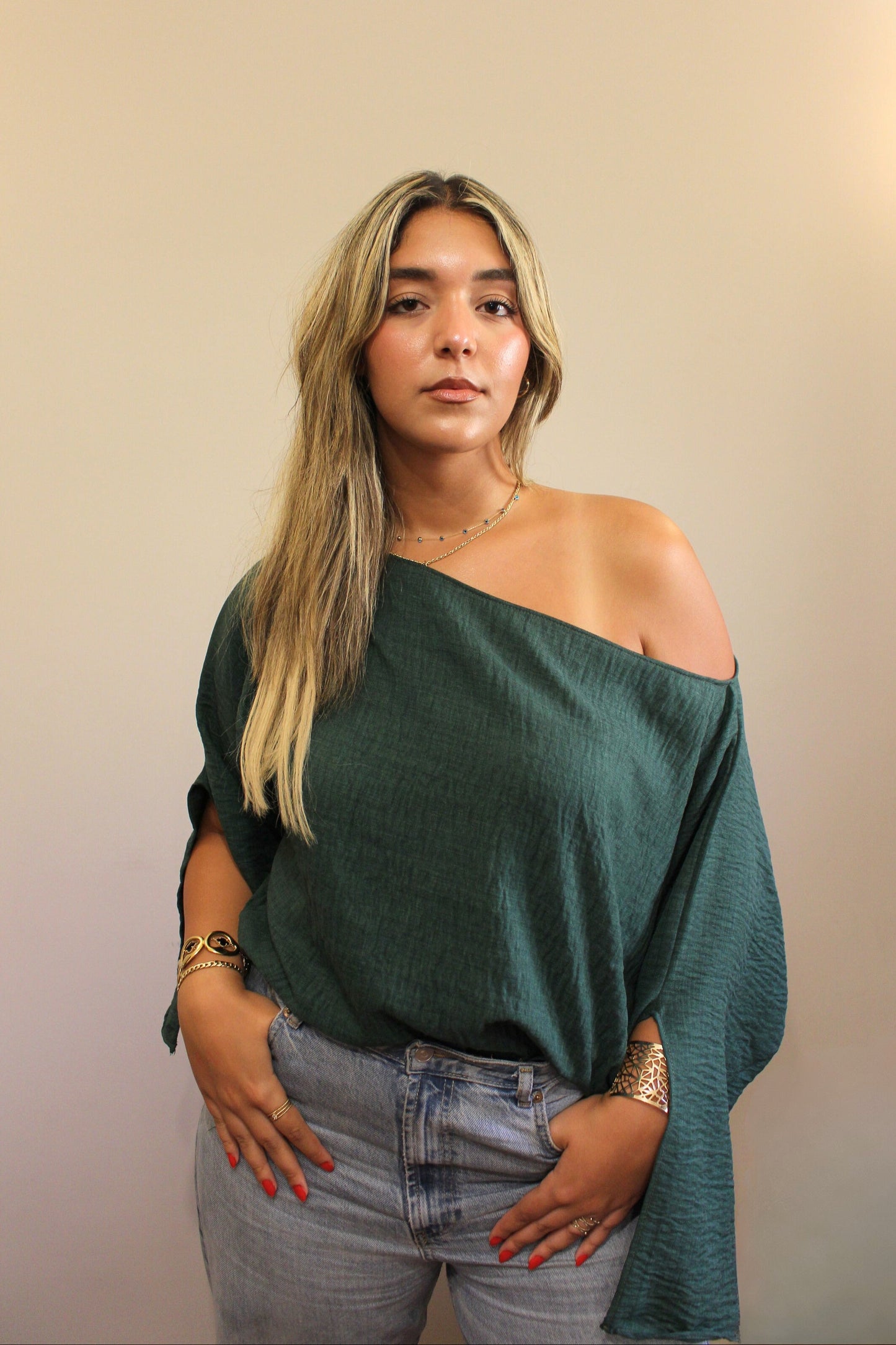 Ayla Linen Top in Green