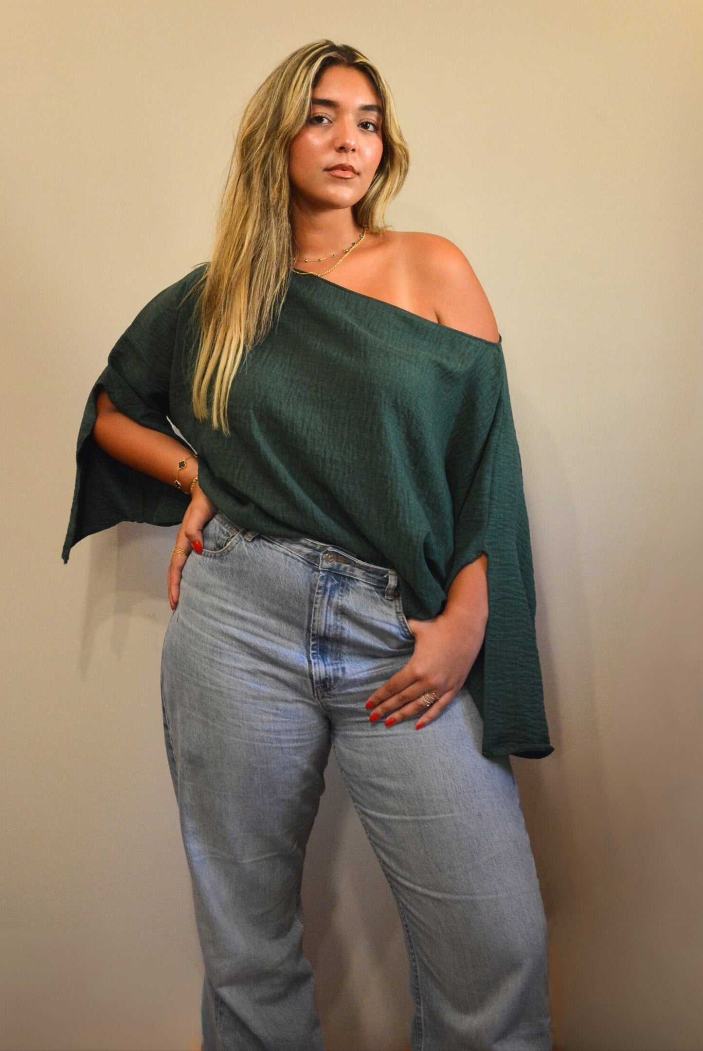Ayla Linen Top in Green