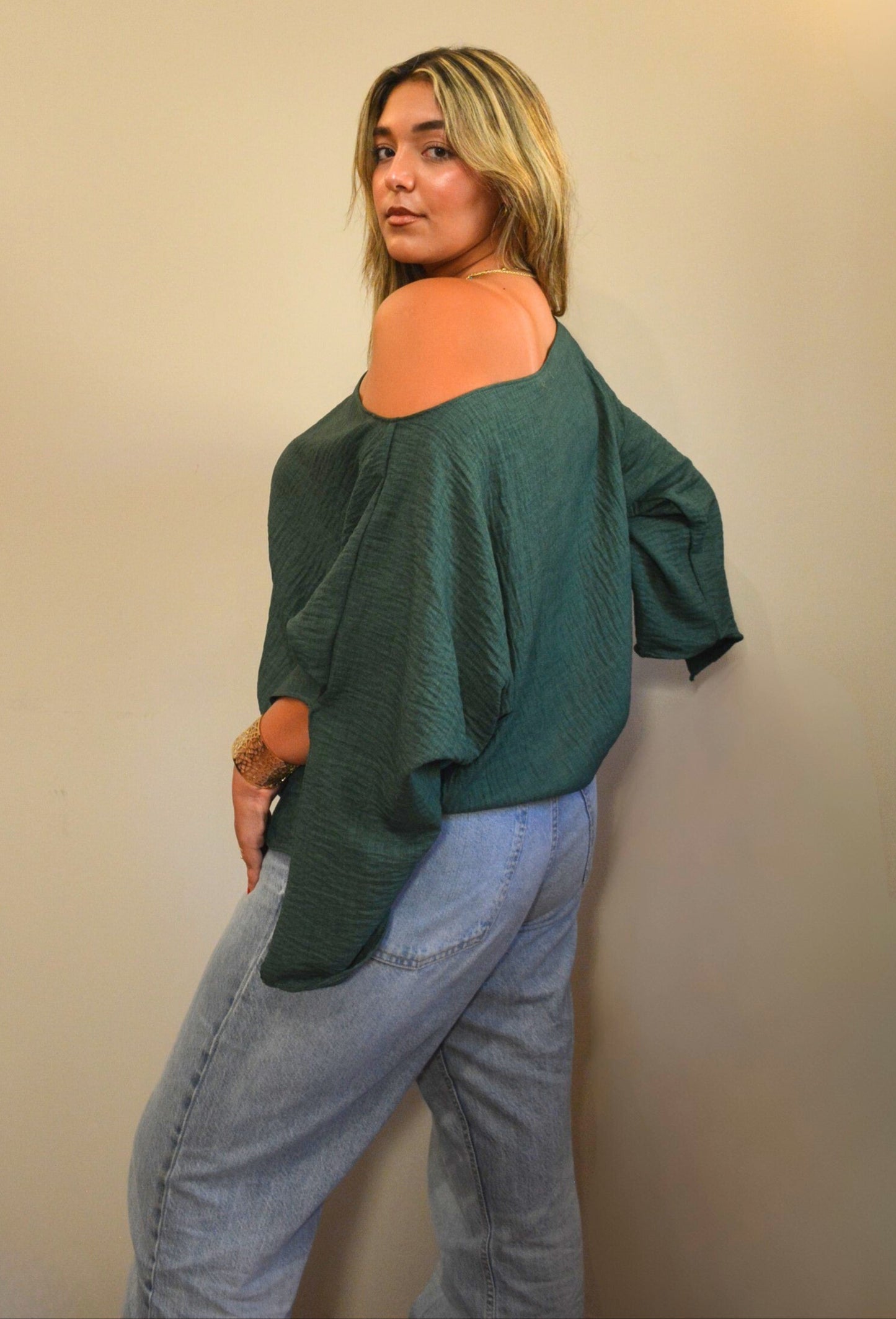 Ayla Linen Top in Green