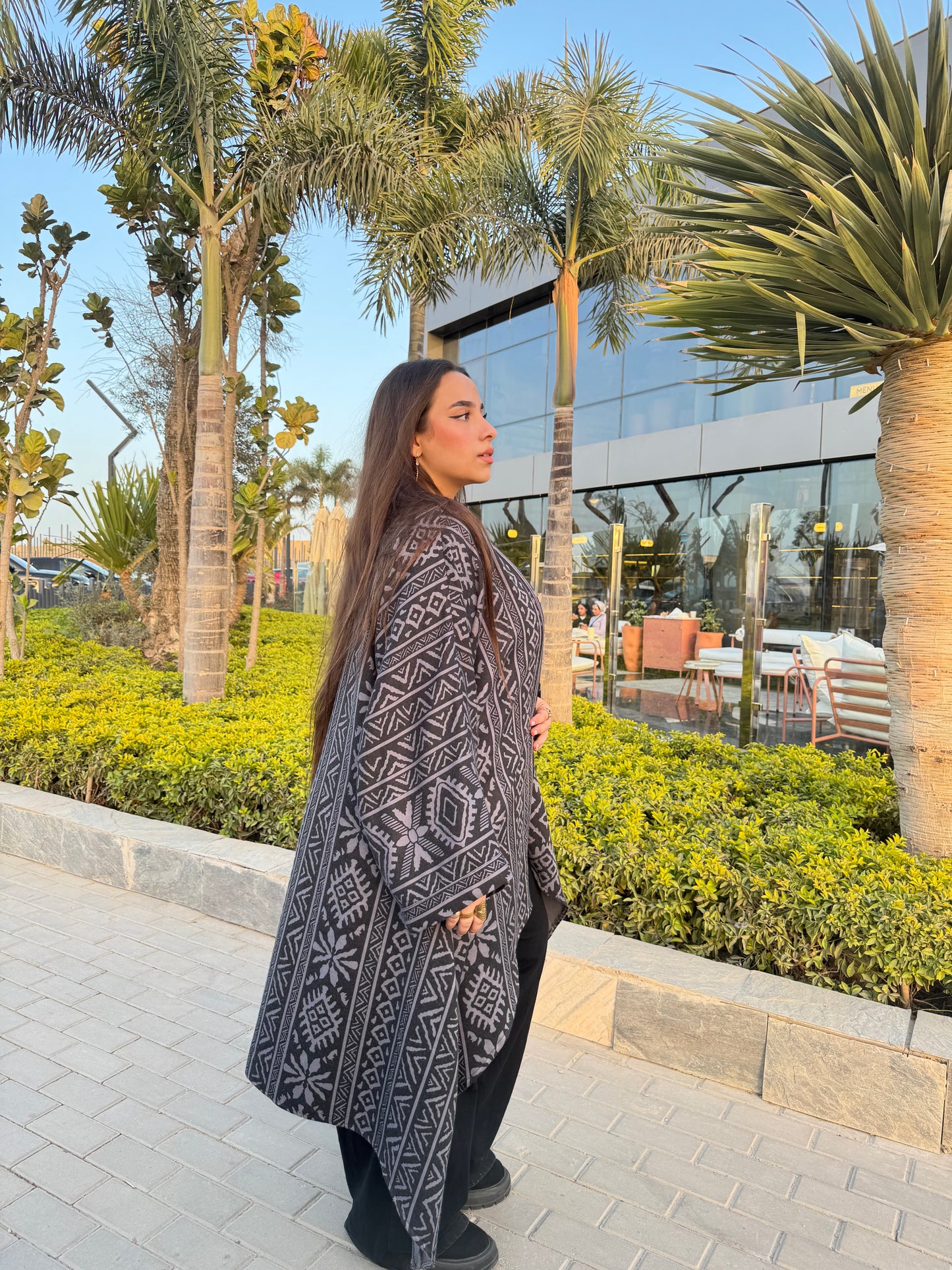 Alaya Kaftan in Grey/Black