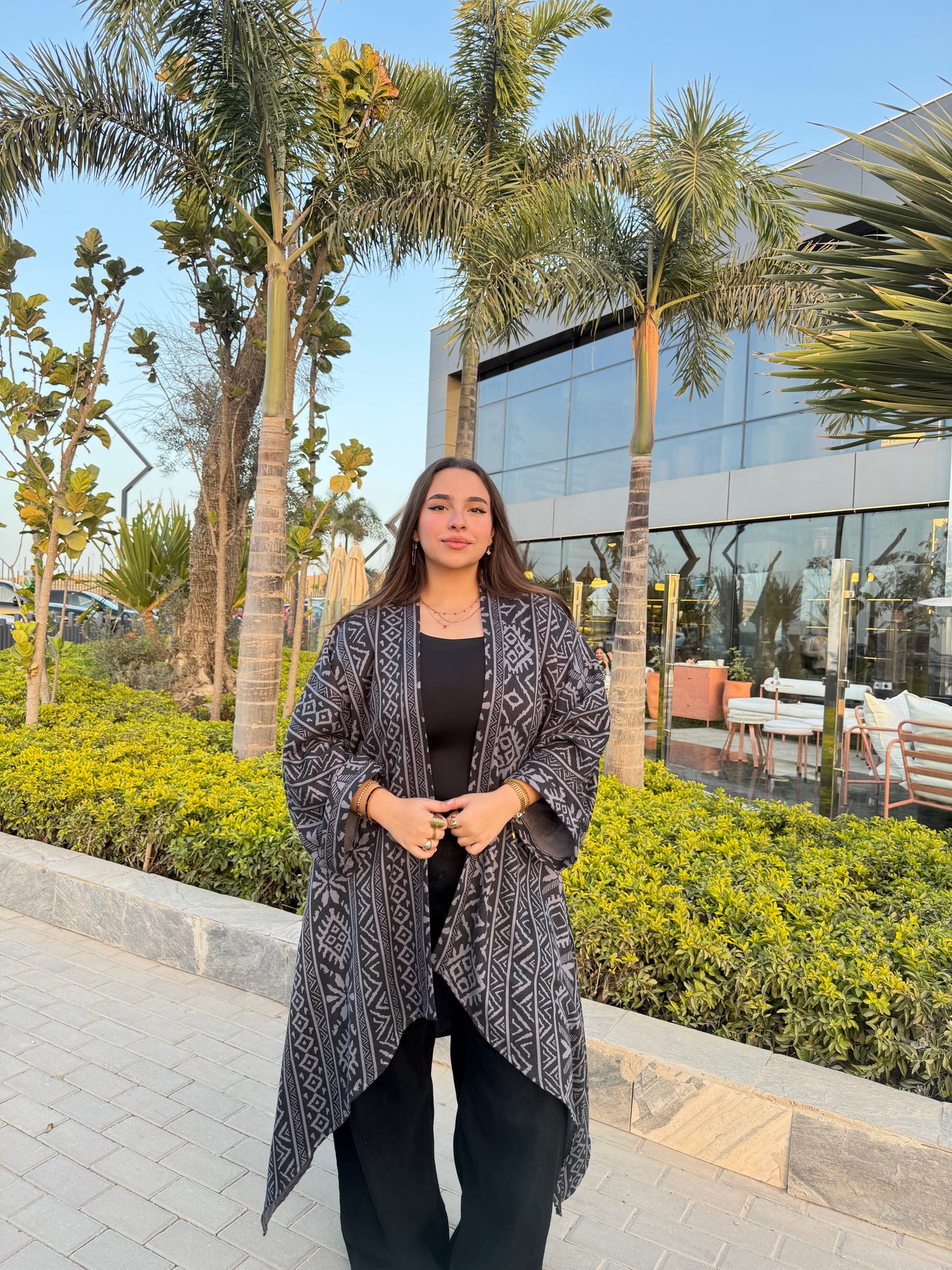 Alaya Kaftan in Grey/Black