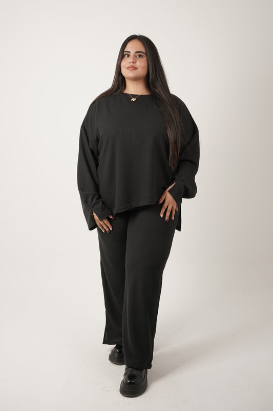 The Sienna Ribbed Set in Black