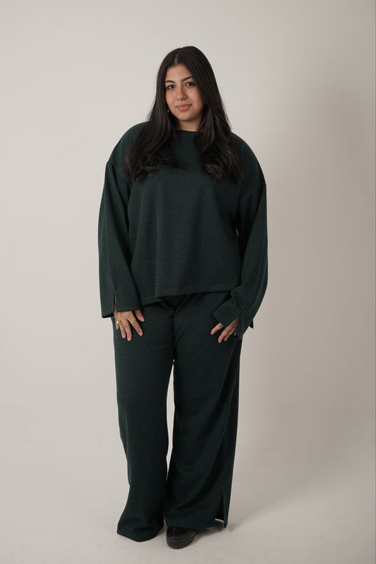 The Sienna Ribbed Set in Green