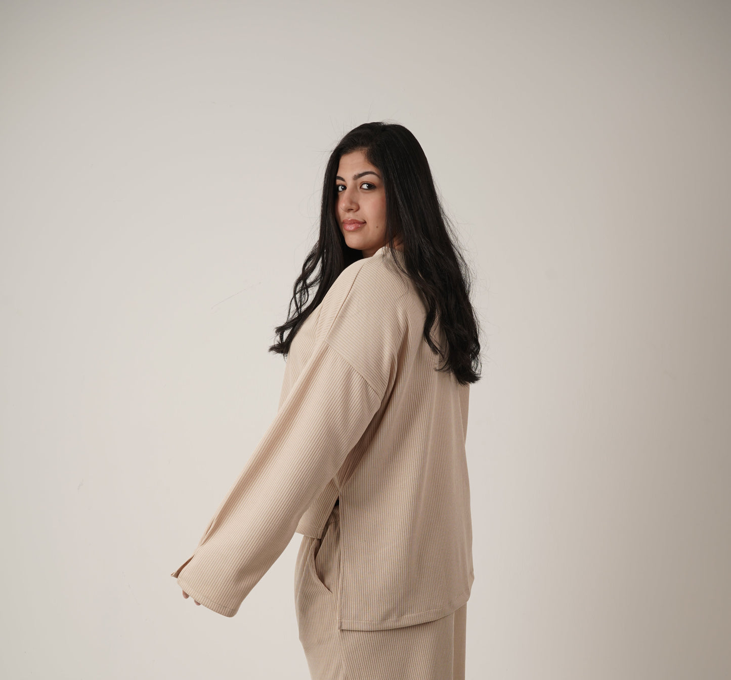 The Sienna Ribbed Top in Beige
