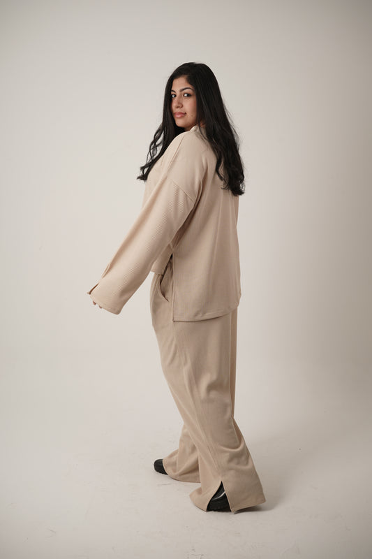 The Sienna Ribbed Set in Beige