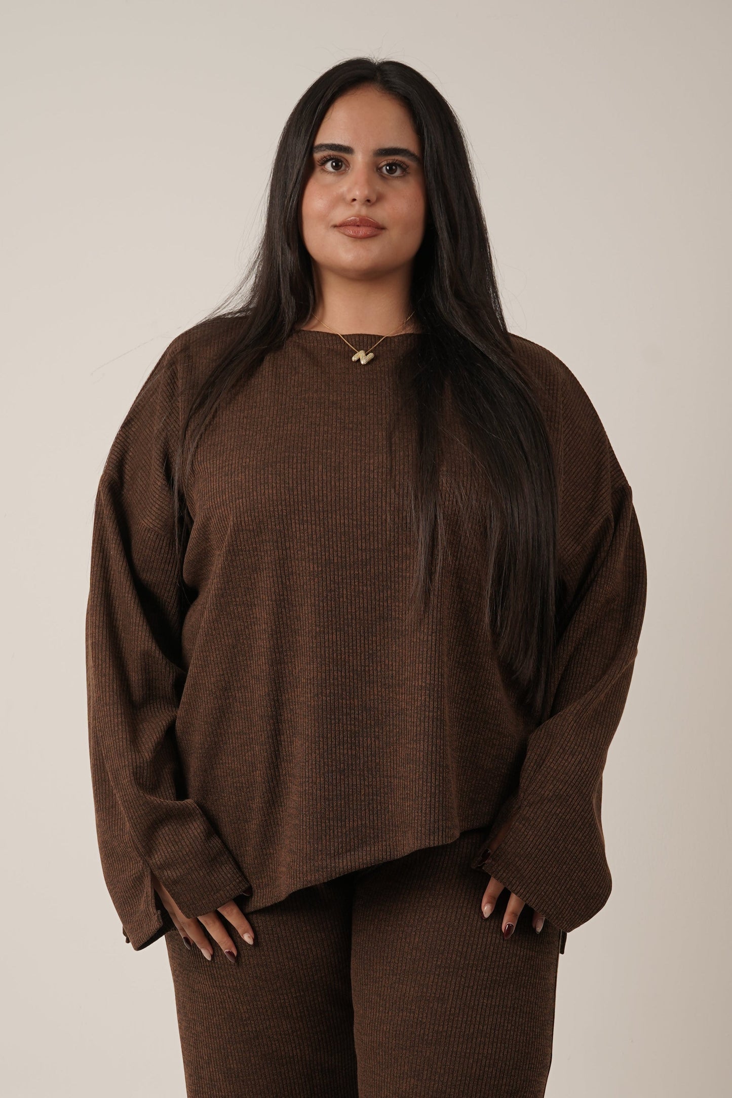 Sienna Ribbed Pants in Brown