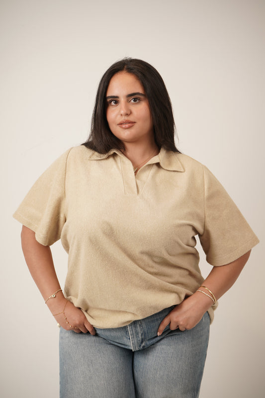 Mila Mohair Top in Beige