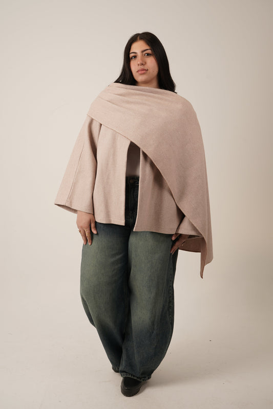Lia Shawl Jacket in Beige