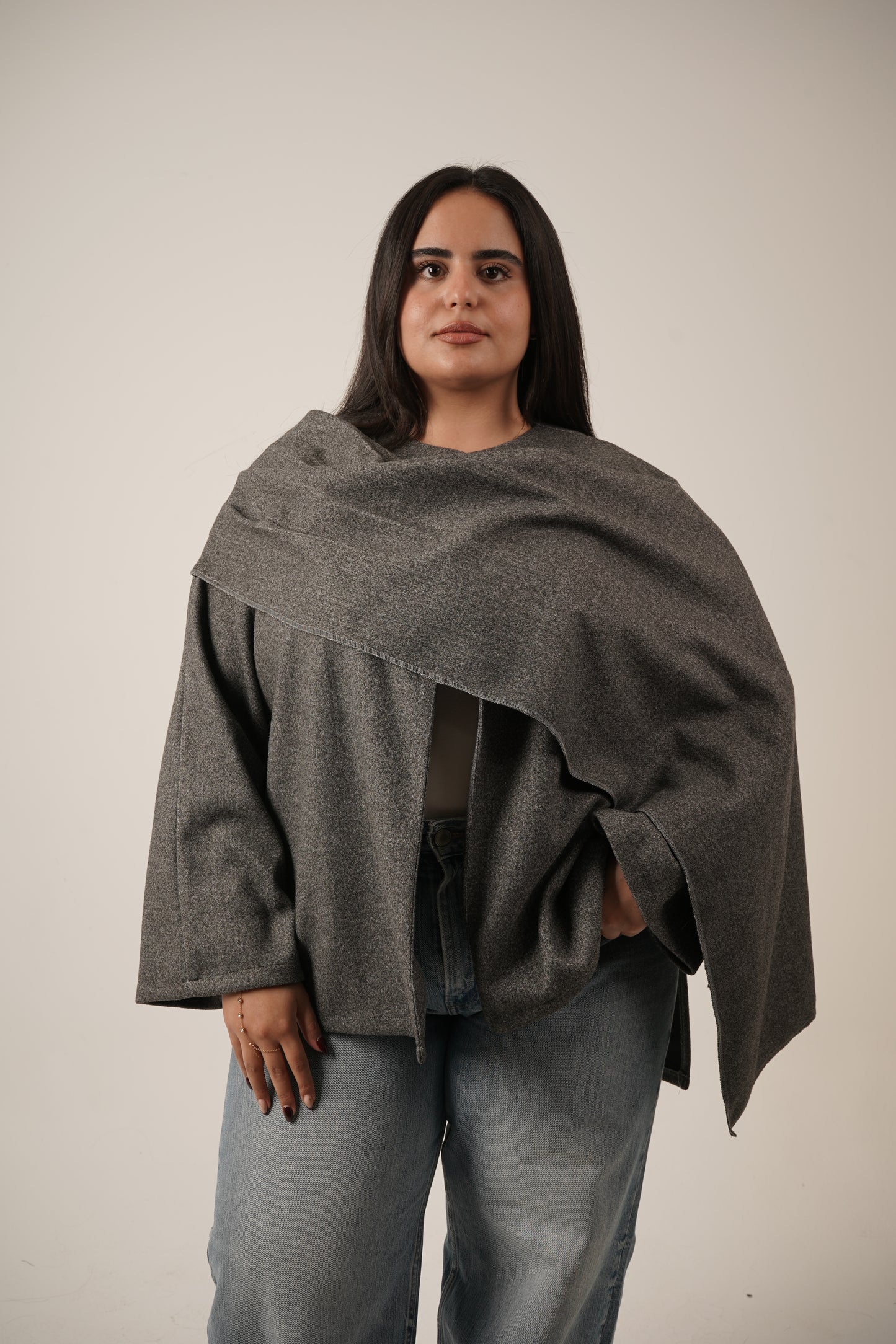 Lia Shawl Jacket in Grey