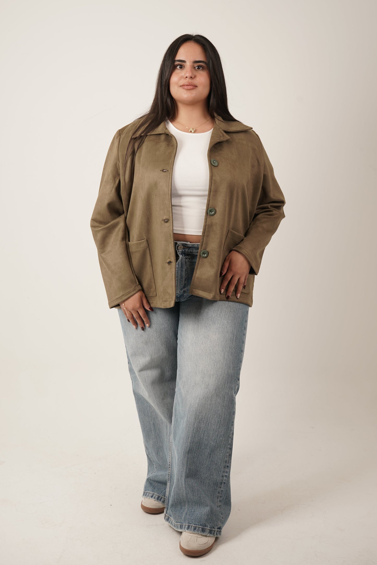 Faye Suede Jacket in Green