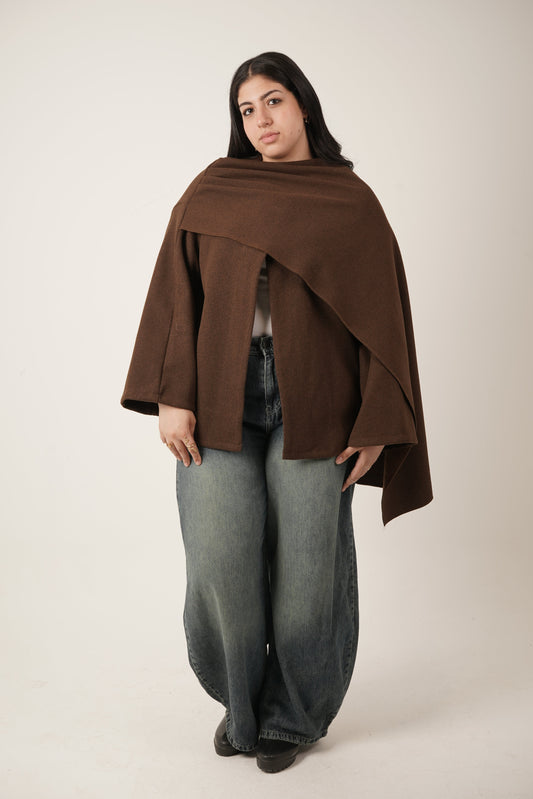 Lia Shawl Jacket in Brown