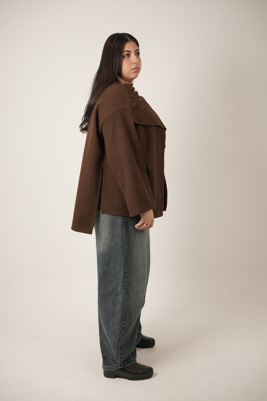 Lia Shawl Jacket in Brown