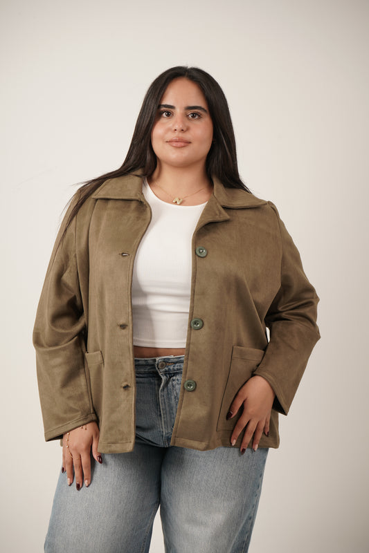 Faye Suede Blazer in Green