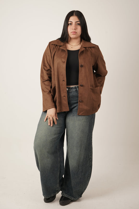 Faye Suede Blazer in Light Brown