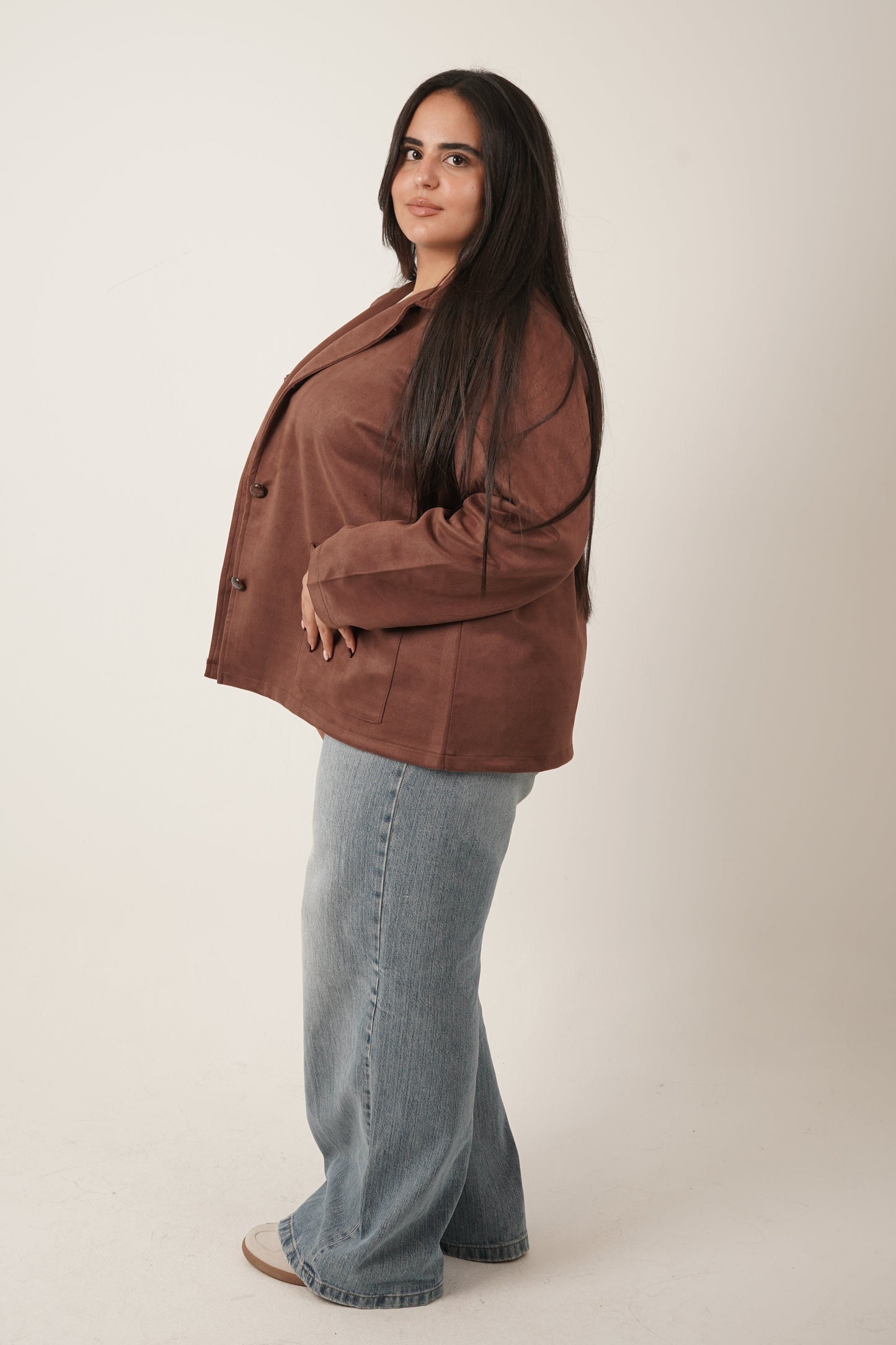 Faye Suede Jacket in Dark Brown