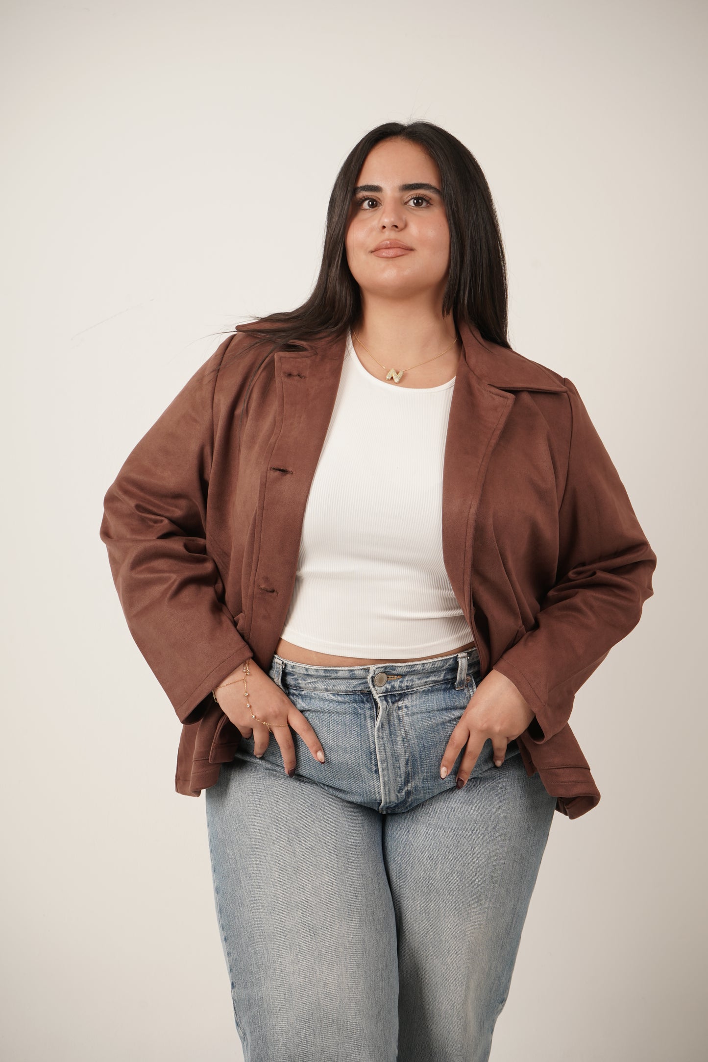 Faye Suede Jacket in Dark Brown