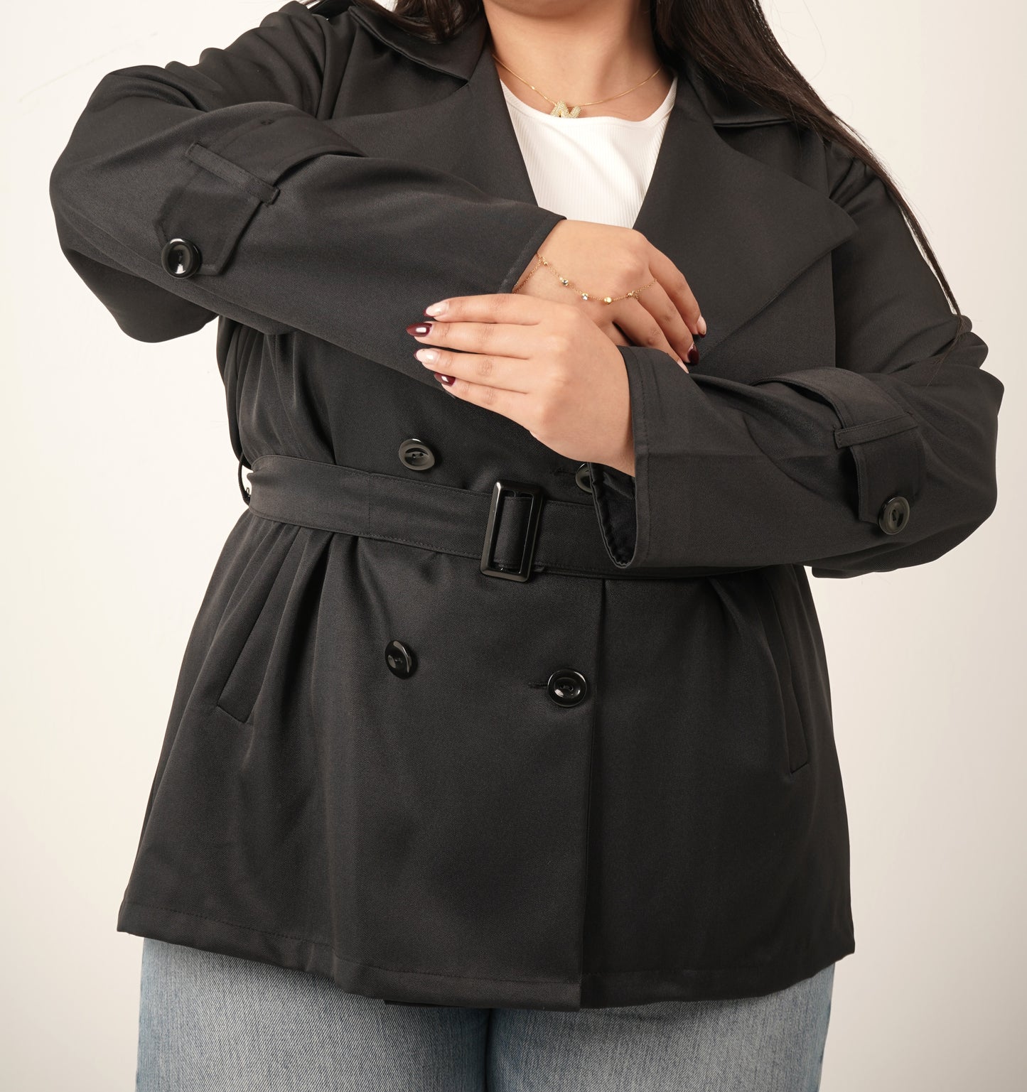 Rhea Trench Coat in Black