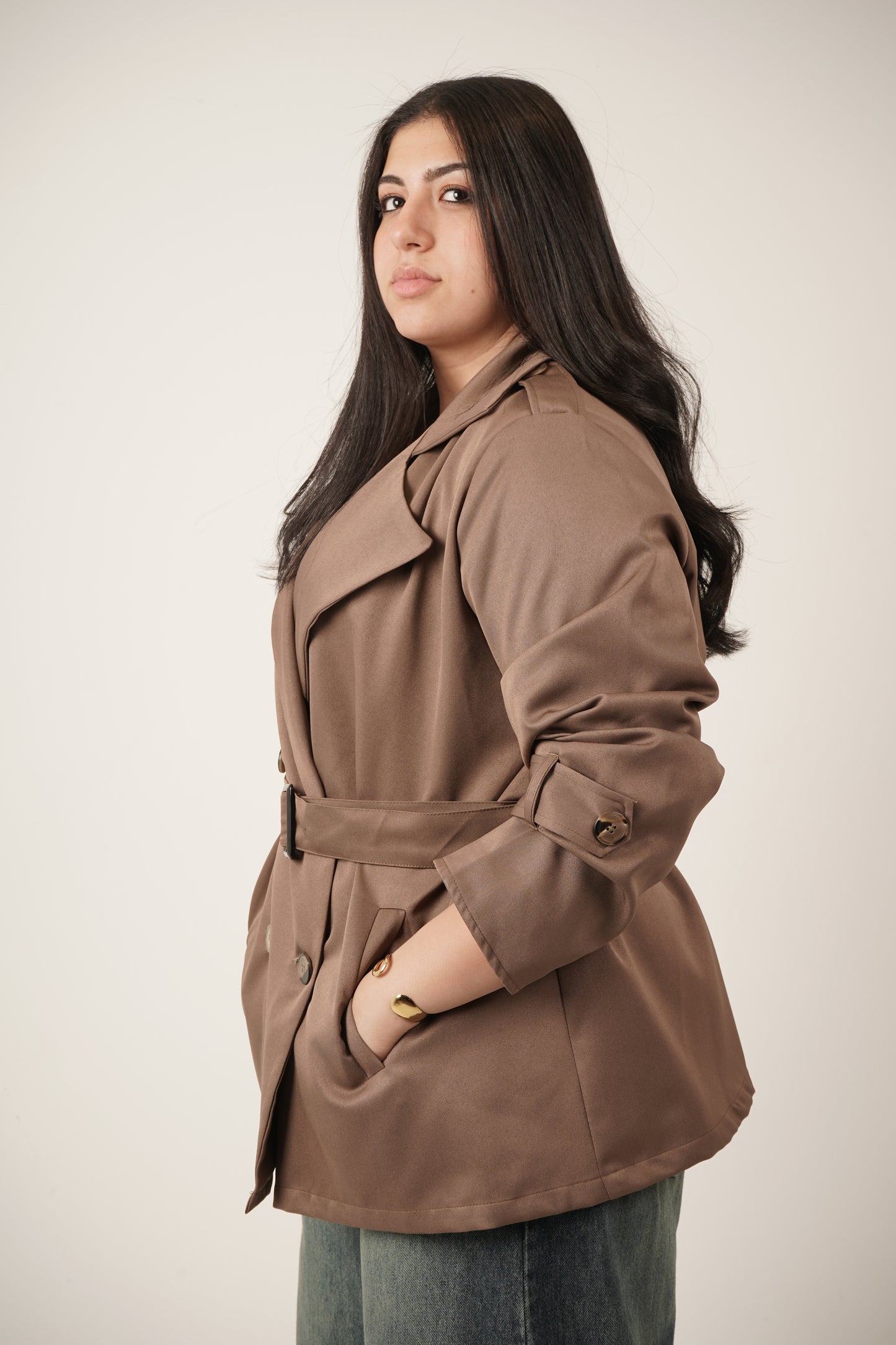 Rhea Trench Coat in Brown